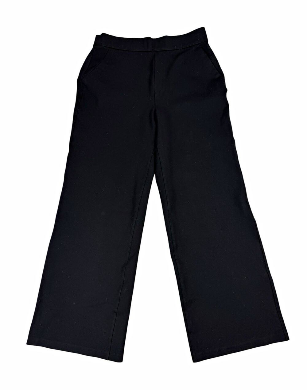 SPANX Pants Womens M Black Perfect Wide Leg Pull On Pockets Stretch Flat Front
